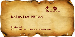 Kolovits Milda névjegykártya